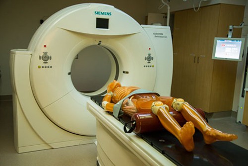 Siemens SOMATOM Definition AS Open CT machine in the new St. Catharines Hospital in St. Catharines, Ontario, Canada.