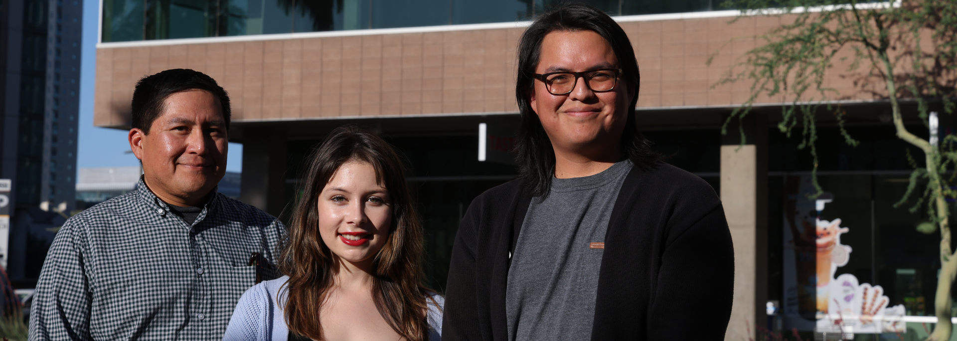 Cronkite News and Howard Center reporters, from left, Christopher Lomahquahu, Aspen Ford and Chad Bradley