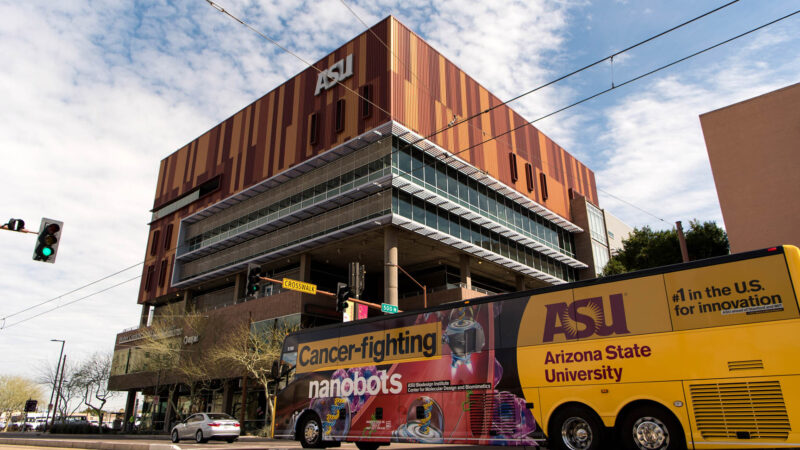 ASU shuttle by the Cronkite School