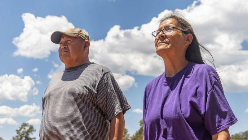 Alice Watchman and brother Leonard Watchman at her farm near Sawmill, Ariz., on the Navajo Nation on July 8, 2021.