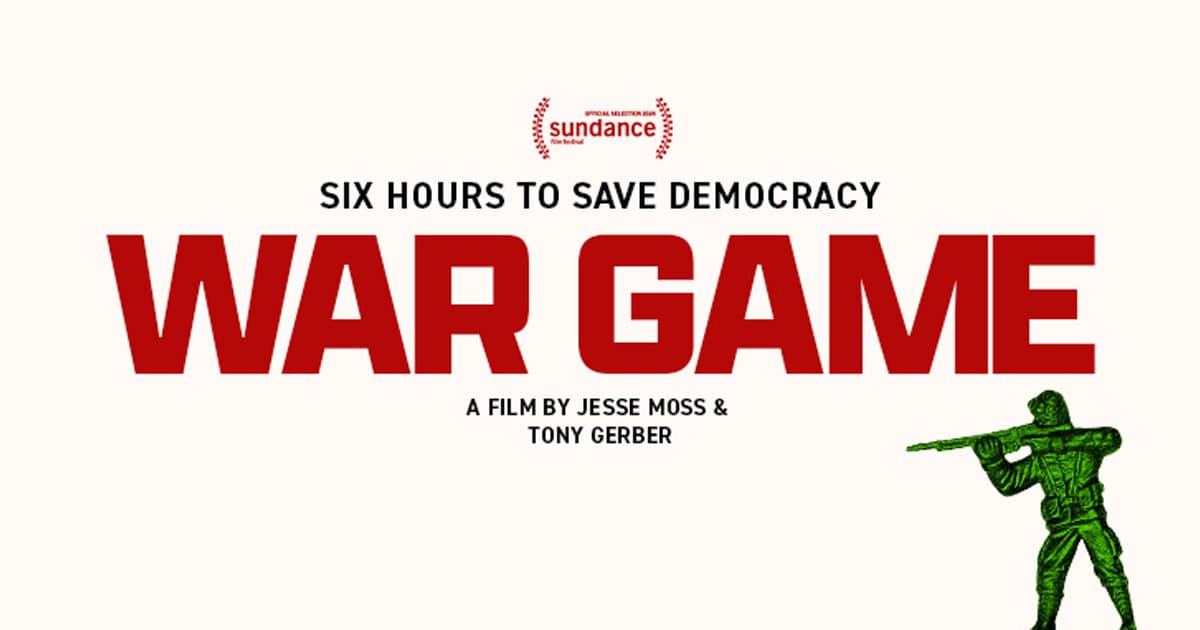 "War Game" documentary title graphic