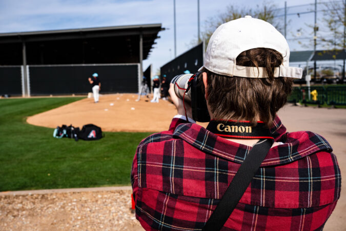 Cronkite photographer covering spring training baseball