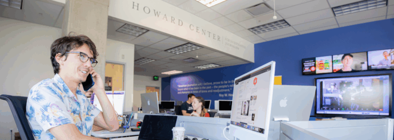 Student working in the Howard Center
